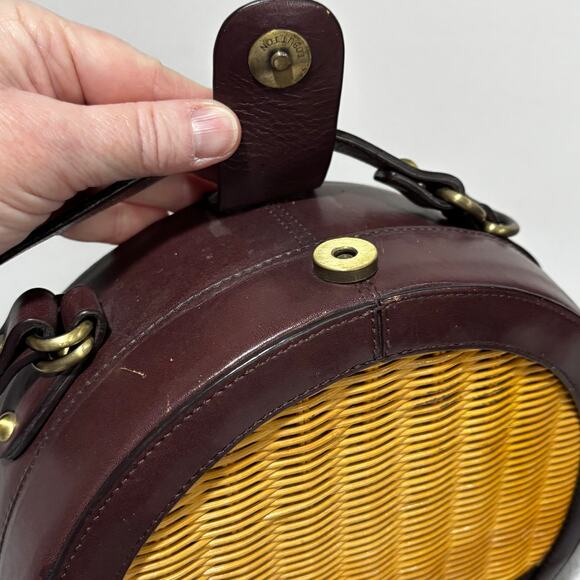 Etienne Aigner 2-way bag satchel crossbody wicker & leather summertime purse 70s - Picture 6 of 11